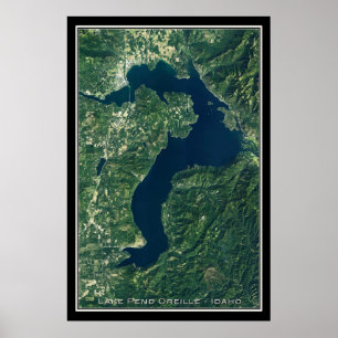 Mapa de Poster por Satélite do Lago Pend Oreille I
