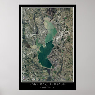 Mapa de Poster por Satélite do Lago Ray Hubbard Te