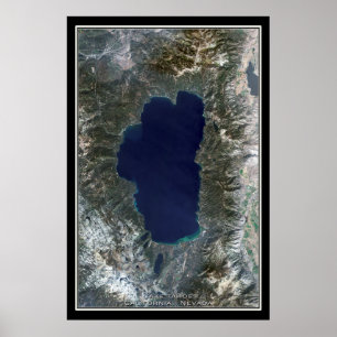 Mapa de Poster por Satélite do Lago Tahoe Californ