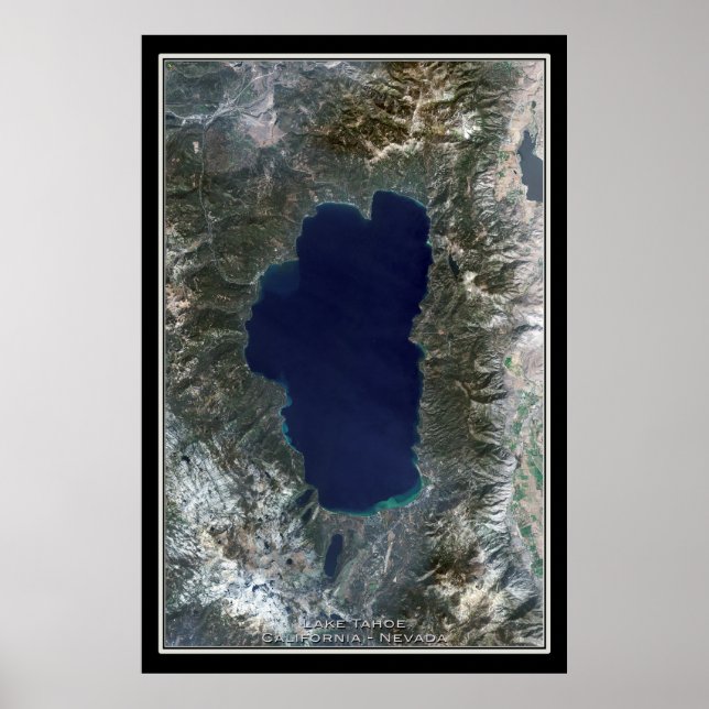 Mapa de Poster por Satélite do Lago Tahoe Californ (Frente)