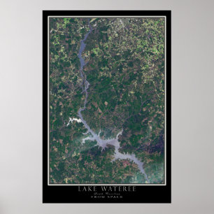 Mapa de Poster por Satélite do Lago Wateree Caroli
