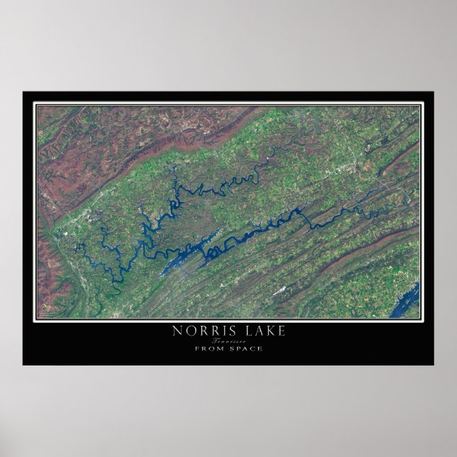Mapa de Poster por Satélite do Norris Lake Tenness (Frente)