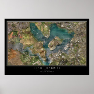 Mapa de Poster por Satélite Pearl Harbor Hawaii