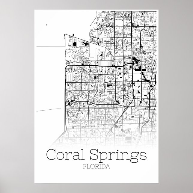 Mapa de Primaveras de Coral - Flórida - Poster de  (Frente)
