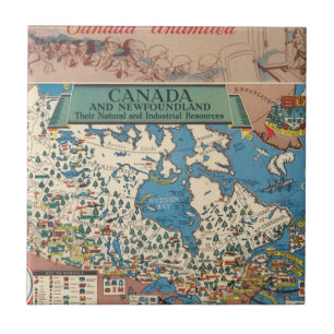 Mapa de recursos naturais e industriais de Canadá