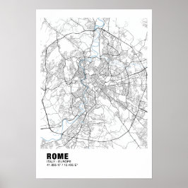 Mapa de Roma Poster - Mapa Branco de Itália