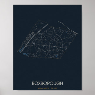 Mapa de Rua de Boxborough Massachusetts Poster (No