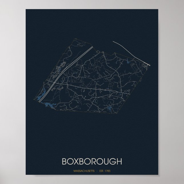 Mapa de Rua de Boxborough Massachusetts Poster (No (Frente)