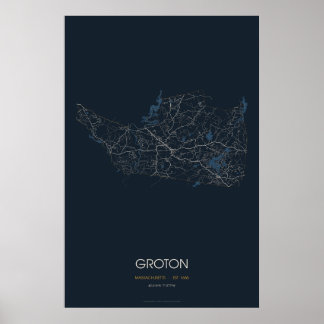 Mapa de Rua de Groton Massachusetts Poster (Noite)