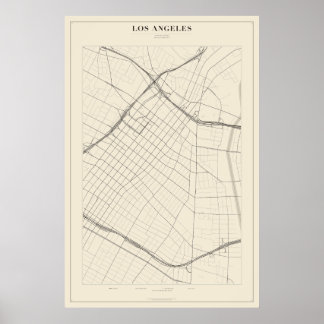 Mapa de Rua de Los Angeles Poster
