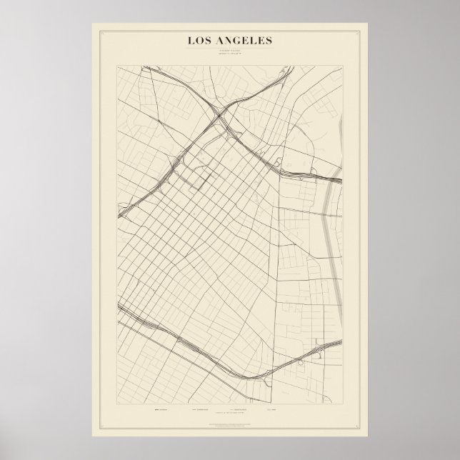 Mapa de Rua de Los Angeles Poster (Frente)