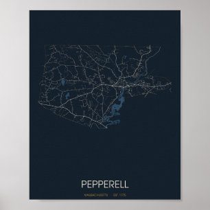 Mapa de Rua de Pepperell Massachusetts Poster (Noi