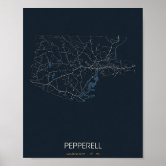 Mapa de Rua de Pepperell Massachusetts Poster (Noi
