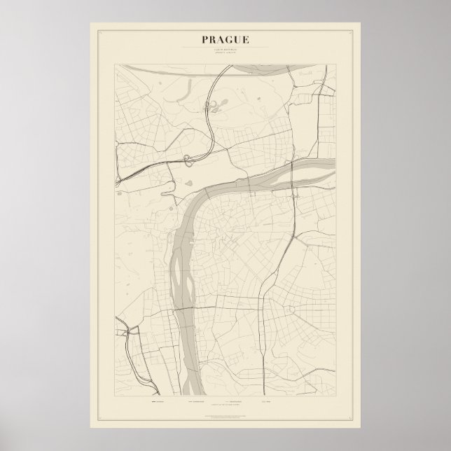 Mapa de Rua de Praga em Poster (Frente)