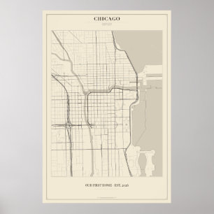 Mapa de Rua Personalizado de Chicago em Poster