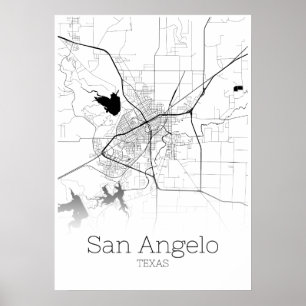 Mapa de San Angelo - Texas - Poster do mapa da cid