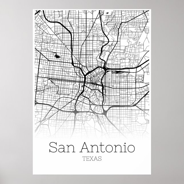 Mapa de San Antonio - Texas TX - Poster do mapa da (Frente)