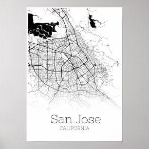 Mapa de San José - Califórnia CA - Poster do mapa
