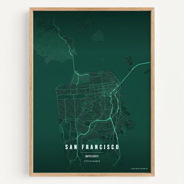 Mapa de São Francisco Impresso em Poster de Parede (Criador carregado)