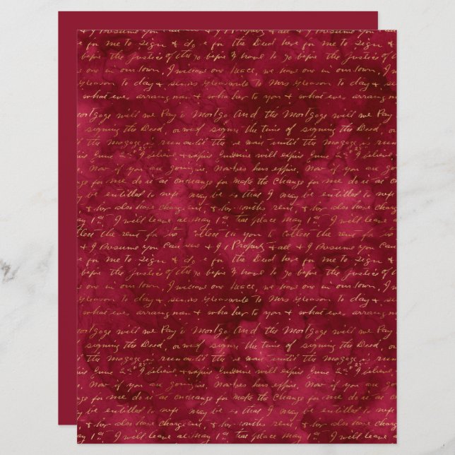 Mapa de Scrapbook de Textura Dourada Burgundy (Frente/Verso)
