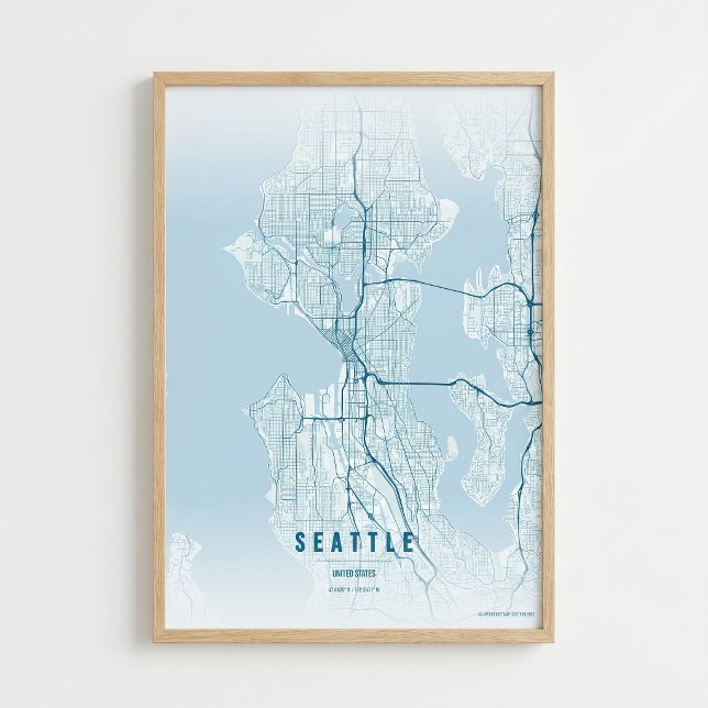 Mapa de Seattle Impressão Oceano Arte de Parede da (Criador carregado)