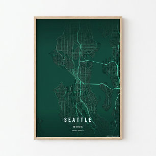 Mapa de Seattle Impressão Presente de Arte para Pa