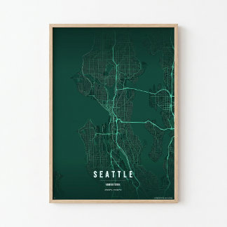 Mapa de Seattle Impressão Presente de Arte para Pa