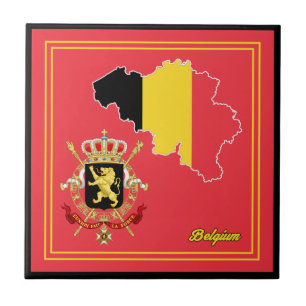 Mapa de Sinalizador Bélgica e Azulejo Emblem