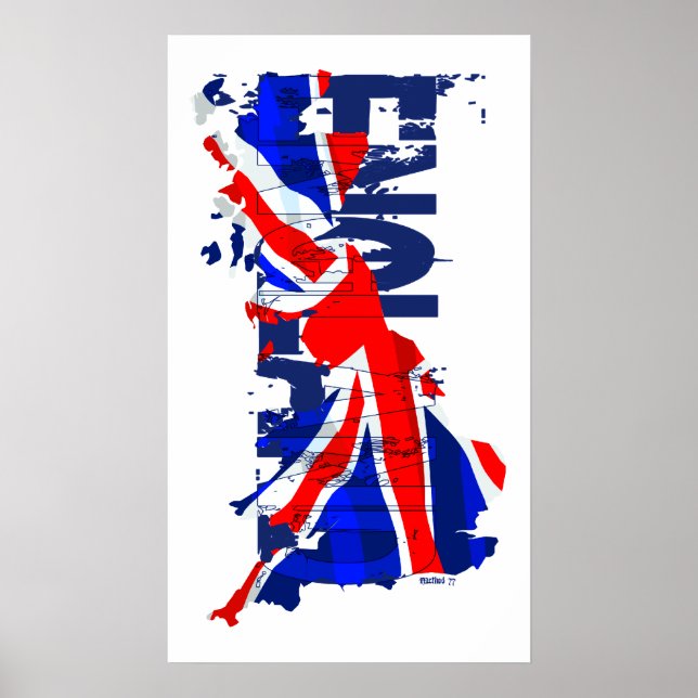 Mapa de Sinalizador da Inglaterra 02 Poster (Frente)