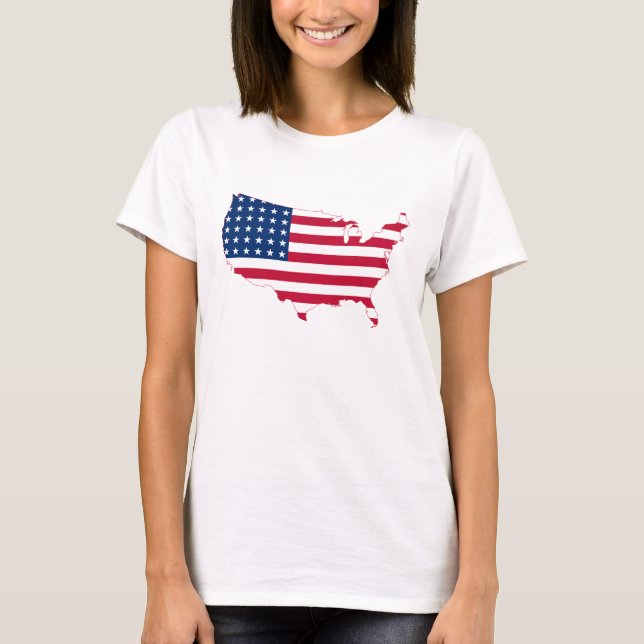 Mapa de Sinalizador dos Estados Unidos - Camisa T (Frente)