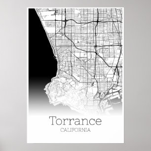 Mapa de Torrance - Califórnia - Poster do Mapa da 