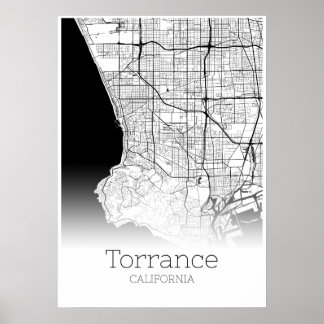 Mapa de Torrance - Califórnia - Poster do Mapa da 