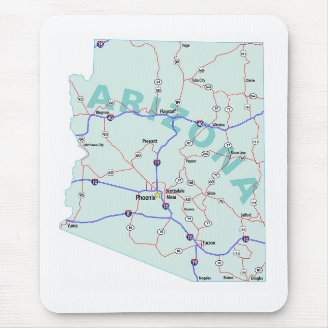 Mapa de um estado a outro Mousepad da arizona (Frente)