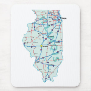 Mapa de um estado a outro Mousepad de Illinois