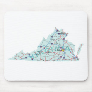 Mapa de um estado a outro Mousepad de Virgínia