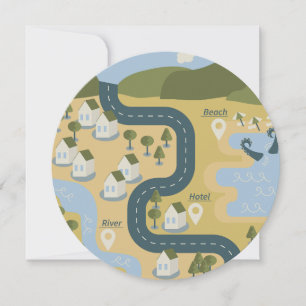 mapa de viagem de férias do cenário de cartoon na 