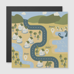 mapa de viagem de férias do cenário de cartoon na