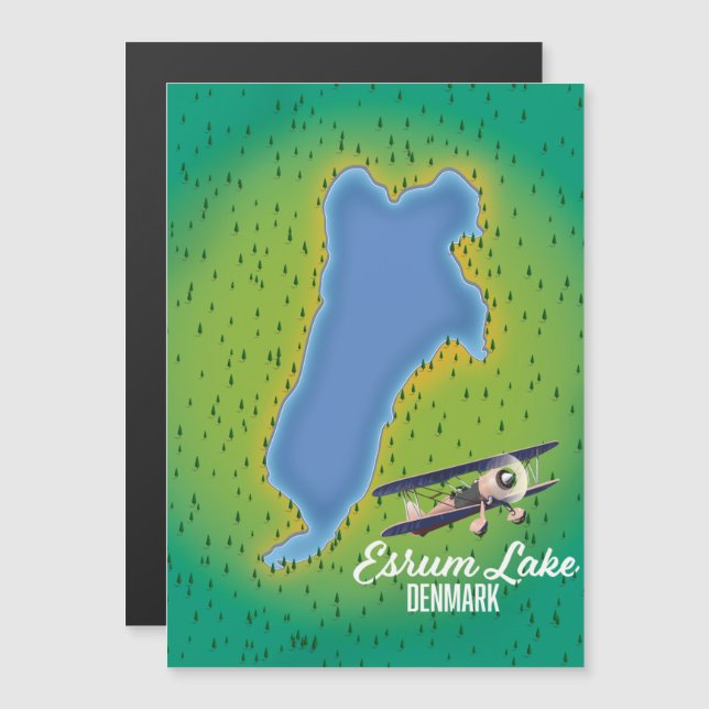 Mapa de viagem do Lago Esrum Dinamarca (Frente/Verso)