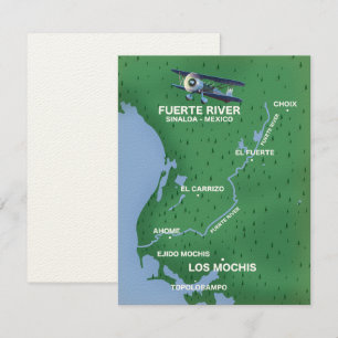 Mapa de viagem do Rio Fuerte Sinaloa, México
