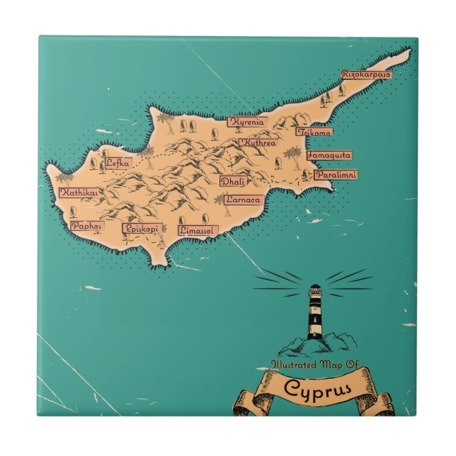 Mapa de viagem ilustrado Chipre (Frente)