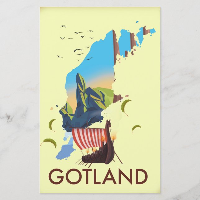 mapa de viagem viking do Mar Báltico de Gotland (Frente)