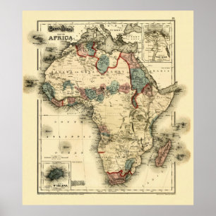 Mapa de Viintage 1874 do impressão africano antig