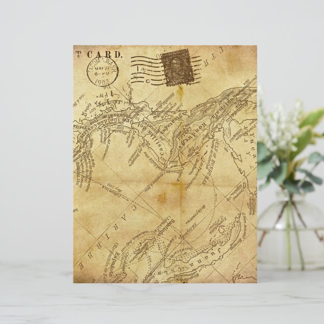 Mapa de Vintage (Em pé/Frente)