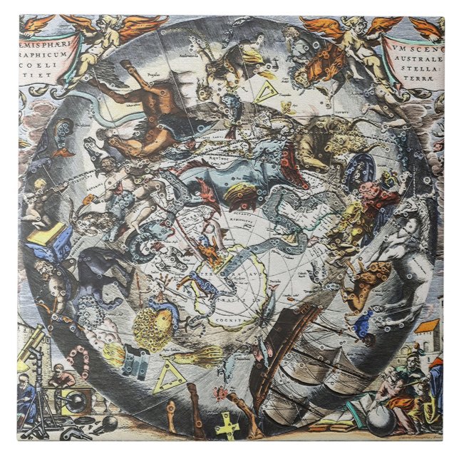 Mapa de Vintagens de Constelações do Céu (Frente)