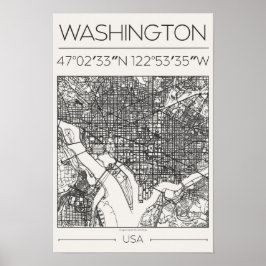 Mapa de Washington DC em Carvão Poster ModernUrban