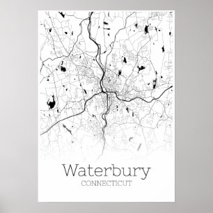 Mapa de Waterbury - Connecticut - poster do mapa