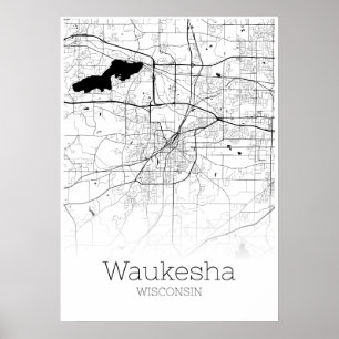 Mapa de Waukesha - Wisconsin - City Map Poster