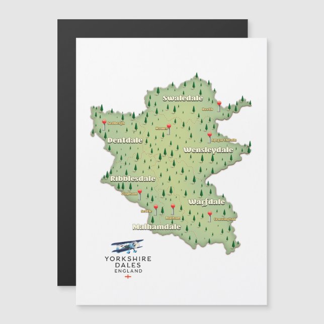 Mapa de Yorkshire Dales Inglaterra (Frente/Verso)