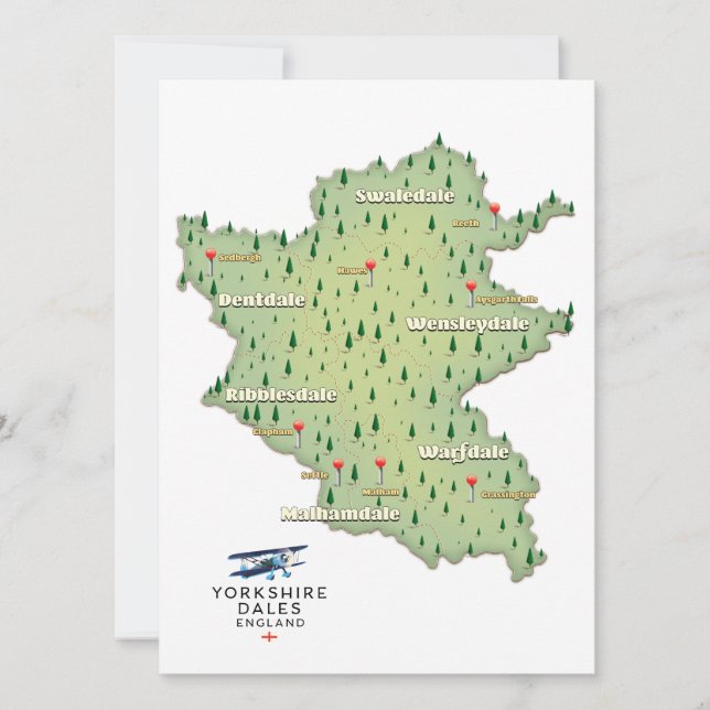 Mapa de Yorkshire Dales Inglaterra (Frente)