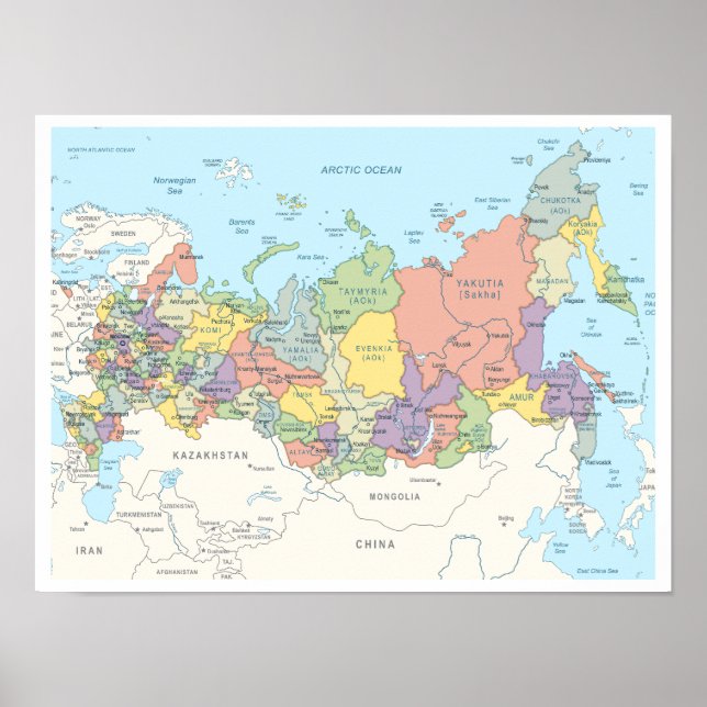 Mapa detalhado da Poster russa (Frente)